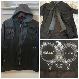 Men’s Thooo X-Large faux leather jacket with hood